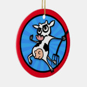 漫画おもしろい牛クリスマスセラミックオーナメント セラミックオーナメント (右)