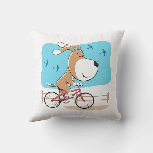 漫画おもしろい犬パピーサイクリング自転車スポーツ クッション (裏面)