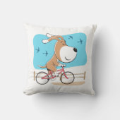 漫画おもしろい犬パピーサイクリング自転車スポーツ クッション (正面)