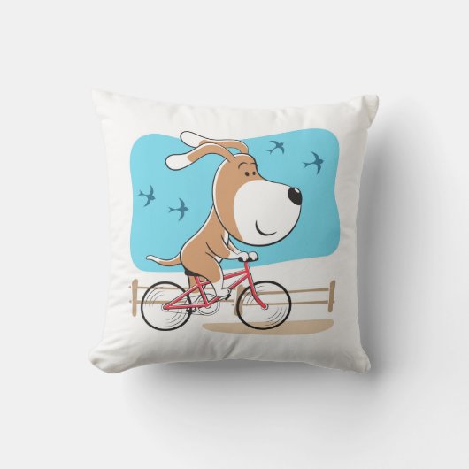 漫画おもしろい犬パピーサイクリング自転車スポーツ クッション (正面)
