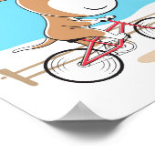 漫画おもしろい犬パピーサイクリング自転車スポーツ ポスター (角)