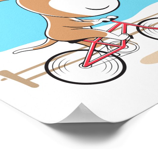 漫画おもしろい犬パピーサイクリング自転車スポーツ ポスター (角)