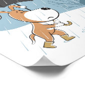 漫画おもしろい犬パピー歩くレインアンブレラ ポスター (角)