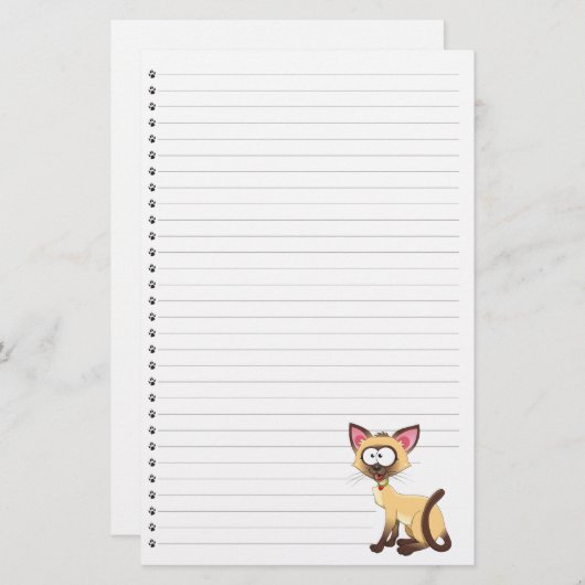 漫画おもしろい猫が並ぶペット文房具 便箋 (正面/裏面)