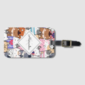 漫画おもしろい猫キッテン柄モノグラム子供 ラゲッジタグ (正面横)