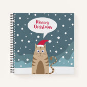 漫画おもしろい猫クリスマスサンタクロース帽 ノートブック (正面)