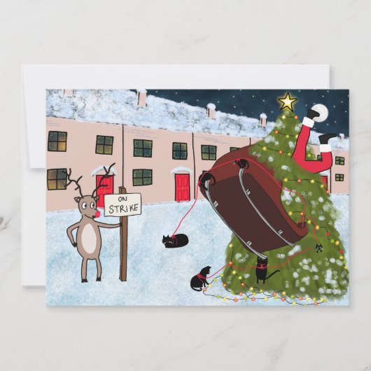 漫画おもしろい猫トナカイのサンタ・クリスマス シーズンカード (正面)