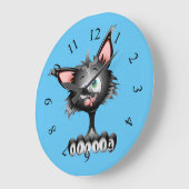 漫画おもしろい猫顔 ラージ壁時計 (傾斜)