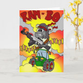 漫画おもしろい誕生日カード – Rambo / Ram-bo カード (黄色い花)