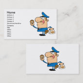 漫画おもしろい警官食べ物のドーナツ 名刺 (正面/裏面)