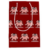 漫画おもしろい豚の年の誕生日選択カラーMGB ミディアムペーパーバッグ (正面)