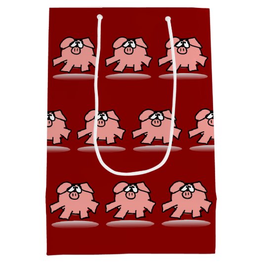 漫画おもしろい豚の年の誕生日選択カラーMGB ミディアムペーパーバッグ (裏面)