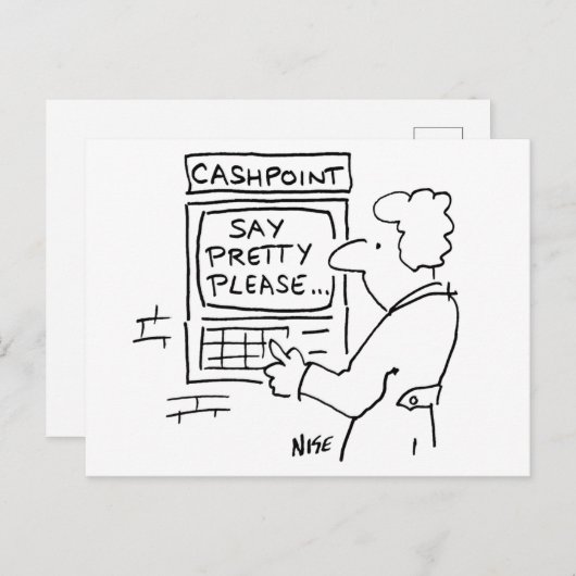 漫画おもしろい銀行のATM機は言って下さい。 ポストカード (正面/裏面)