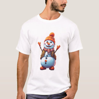 漫画おもしろい雪だるま Tシャツ