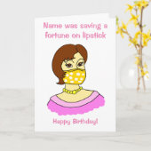 漫画おもしろい顔マスクリップスティックブルネット誕生日 カード (黄色い花)