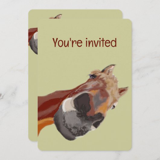 漫画おもしろい馬誕生日カスタム招待状 招待状 (正面/裏面)