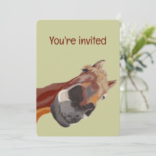 漫画おもしろい馬誕生日カスタム招待状 招待状 (スタンド正面)