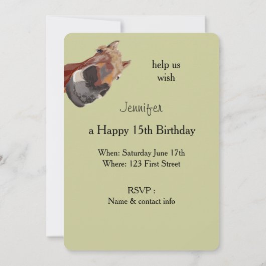 漫画おもしろい馬誕生日カスタム招待状 招待状 (裏面)