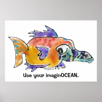 漫画おもしろい魚099 ImaginOCEANポスターラージ ポスター