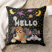 漫画おもしろい黒の宇宙の惑星キッズ子供部屋 クッション (ブランケット)