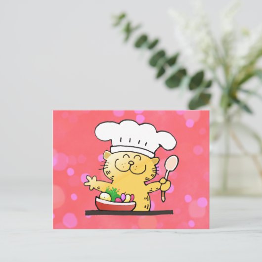 漫画おもしろい |子猫おもしろいシェフ ポストカード (スタンド正面)