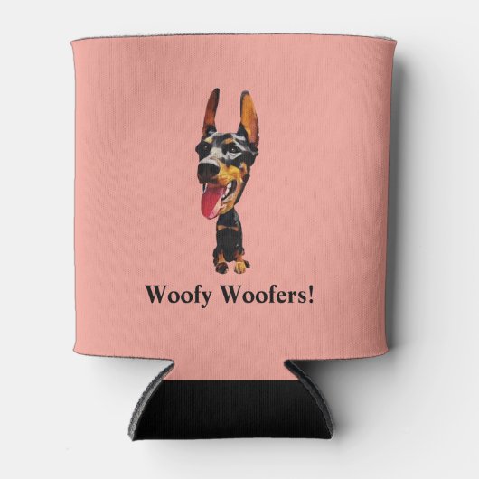 漫画おもしろい(犬)ドーベルマン・ピンシェルクーラーボックス 缶クーラー (正面)