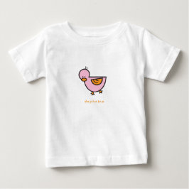 漫画お洒落かわいい甘いピンクの女の子アヒル ベビーTシャツ