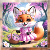 漫画お洒落のキツネの女の子の動物アートウィンドウデカール ウィンドウサイン (シート2)