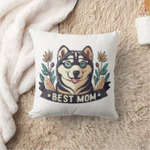 漫画お洒落シベリアのハスキー犬の母 クッション (ブランケット)