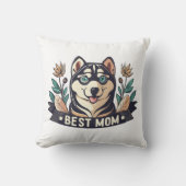 漫画お洒落シベリアのハスキー犬の母 クッション (正面)