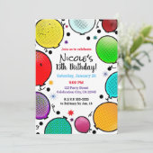 漫画お洒落スタイルバルーン誕生日パーティー 招待状 (スタンド正面)