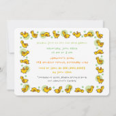 漫画お洒落ダックスグリーンガールフォト誕生日 招待状 (裏面)