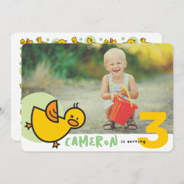 漫画お洒落ダックスグリーンガールフォト誕生日 招待状