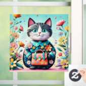 漫画お洒落猫アニマルアートキッズルームデカール ウィンドウサイン (ホーム)