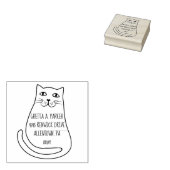 漫画お洒落猫差出人住所ゴム印 ラバースタンプ (押印)