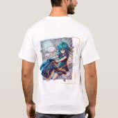 漫画から飛び出すネオンアニメゲーマーガール Tシャツ (裏面)