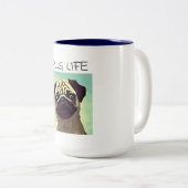 漫画かわいいかわいい子犬のパグ顔ポートレート ツートーンマグカップ (正面右)