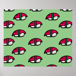 漫画かわいいすし、魚ご飯、海苔のポスター ポスター