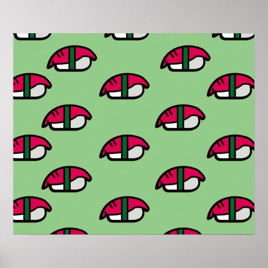 漫画かわいいすし、魚ご飯、海苔のポスター ポスター (正面)