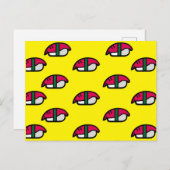 漫画かわいいすし、魚ご飯、海藻はがき ポストカード (正面/裏面)