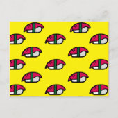 漫画かわいいすし、魚ご飯、海藻はがき ポストカード (正面)