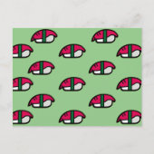 漫画かわいいすし、魚ご飯、海藻はがき ポストカード (正面)