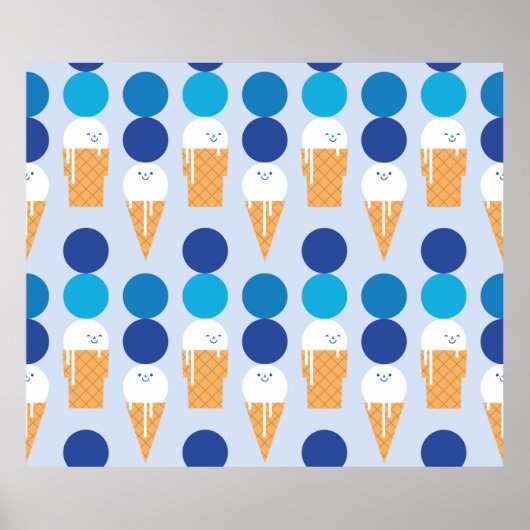 漫画かわいいアイスクリームのシームレスなパターンデザイン。六 ポスター (正面)