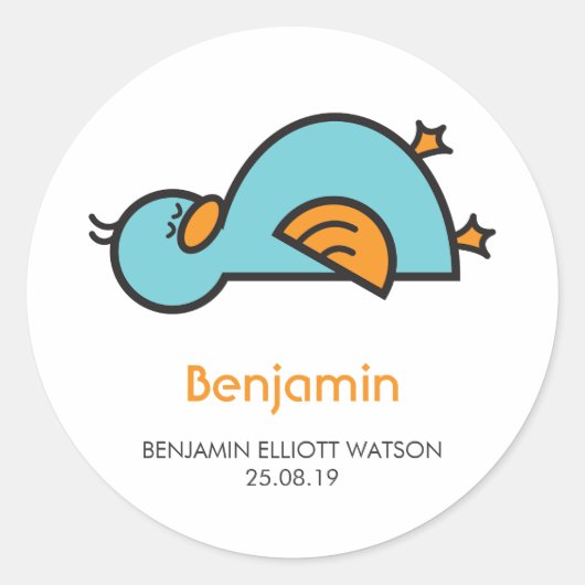漫画かわいいアヒル新生児ギフトラベルシール ラウンドシール (正面)