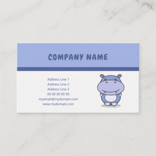 漫画かわいいカバの名刺 名刺 (正面)