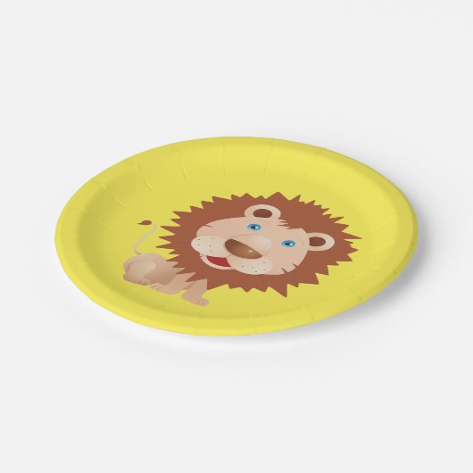 漫画かわいいサーカスライオンの誕生日パーティー ペーパープレート (アングル)