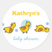 漫画かわいいダッキー(アヒルちゃん)赤ちゃんシャワーギフトラベルシール ラウンドシール (正面)