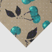 漫画かわいいブルーさくらんぼベリーブラック葉ベージュ 薄葉紙 (詳細)