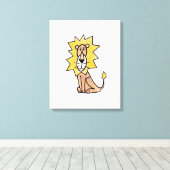 漫画かわいいライオンの子供たちレトロなサファリージャングル キャンバスプリント (インサイチュ (ウッドフロア))