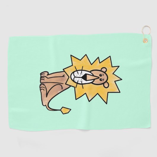 漫画かわいいライオンの子供たちレトロなサファリージャングル ゴルフタオル (横)